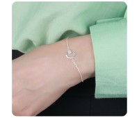 Round CZ Stone Silver Bracelet BRS-430